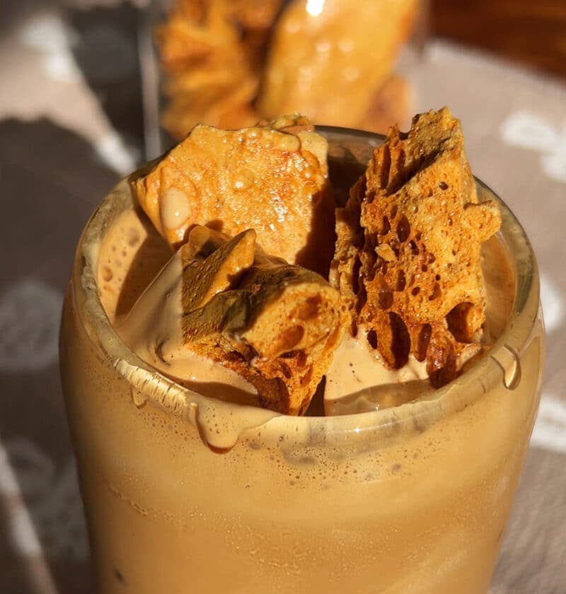 Dalgona Coffee (Whipped Coffee) with Dalgona Candy Topping